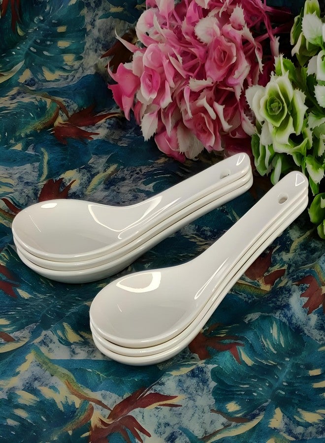 Vemlons Soup Spoons Soup Spoons Set of 6 Piece/Ceramic Soup Spoon Set(White) - Image 1